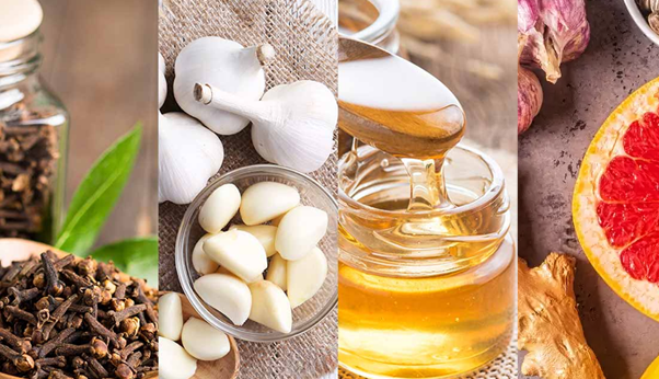 Honey, Garlic, Ginger, Turmeric, Tea tree oil .. some natural substances have been shown to have antibacterial properties